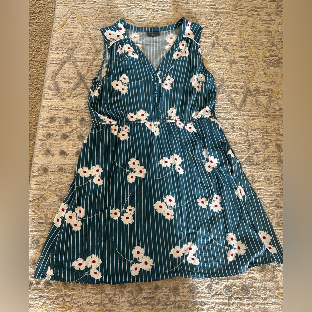 Modcloth Teal Striped Floral Mini Dress